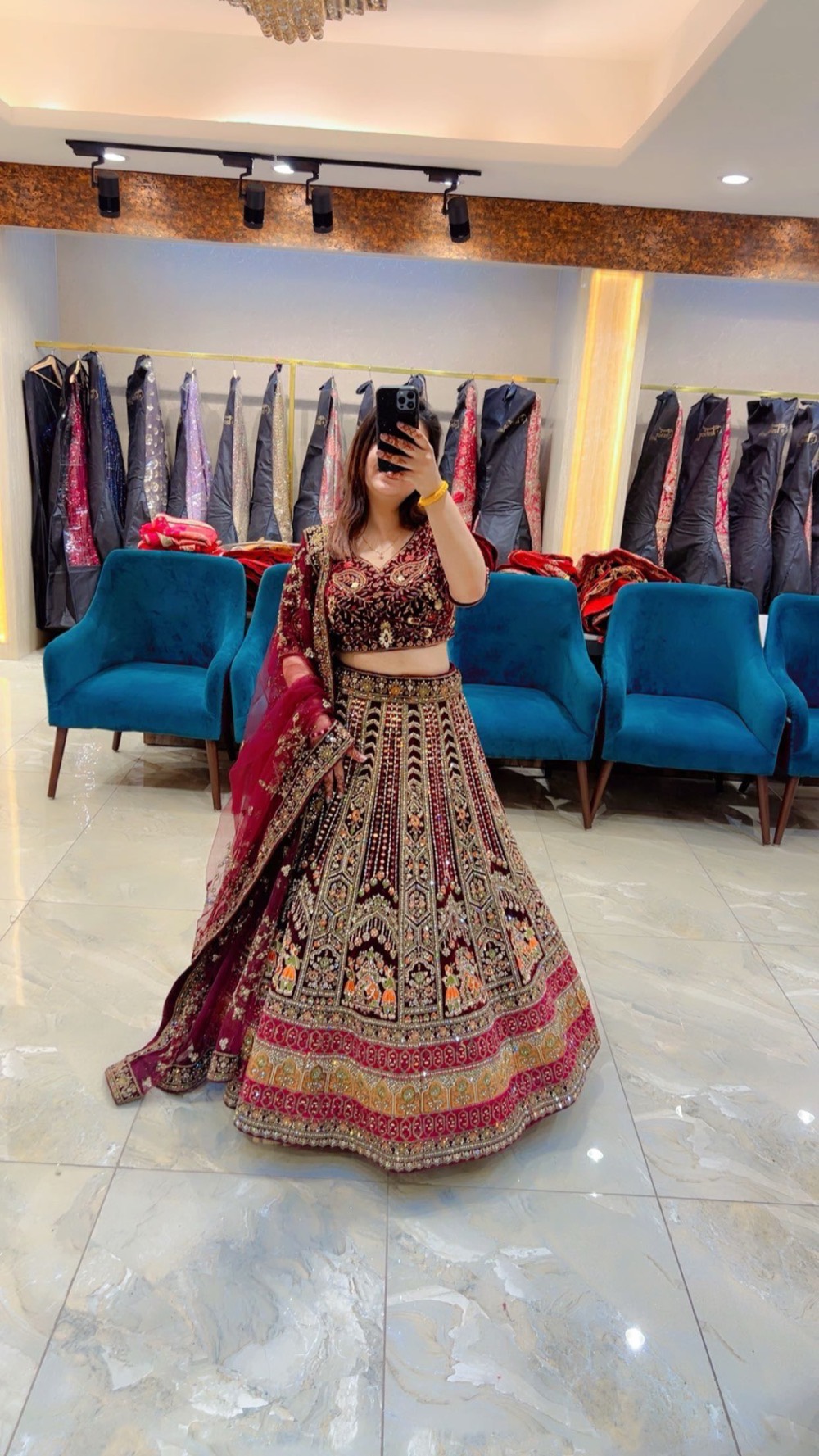 Maroon Multicolour Bridal Lehenga