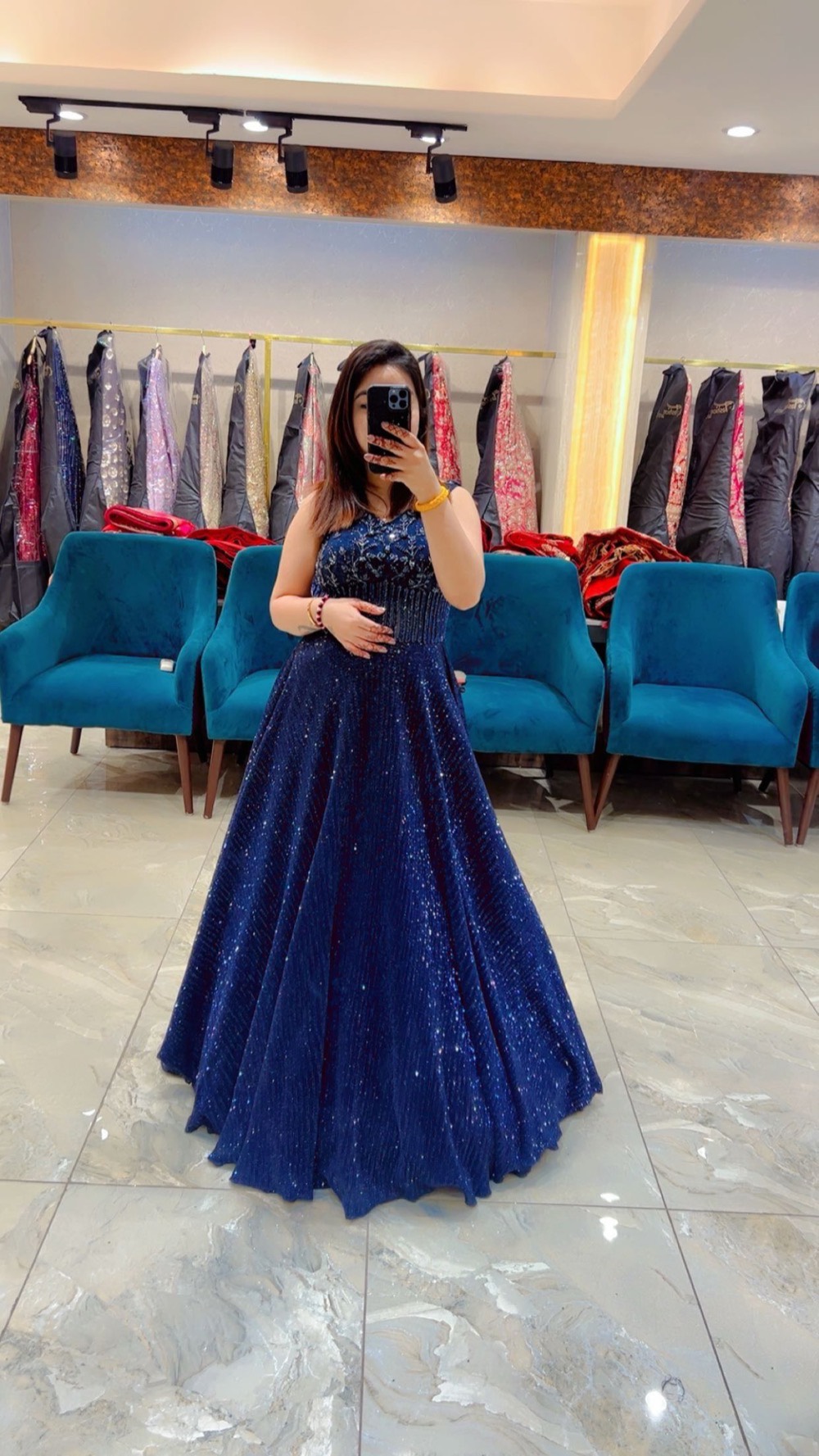 Midnight Blue Sequin Gown