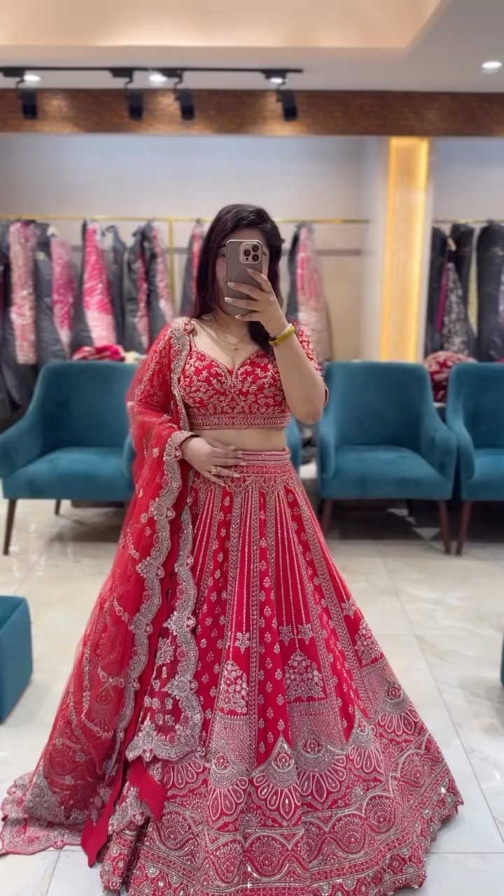 Scarlet Red Bridal Lehenga